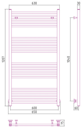 Полотенцесушитель водяной Сунержа МОДУС 00-0250-1260 1200х600 
