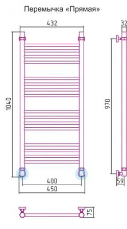 Полотенцесушитель водяной Сунержа БОГЕМА+ 00-0220-1040 1000х400 