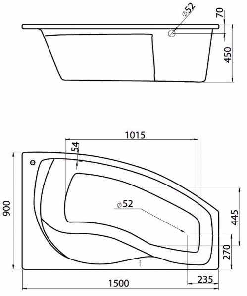 Ванна акриловая Santek МАЙОРКА 1.WH11.1.985 150x90 см. правая 