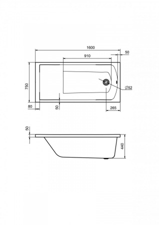 Ванна акриловая Santek ФИДЖИ 1.WH50.1.597 160x75 см. 