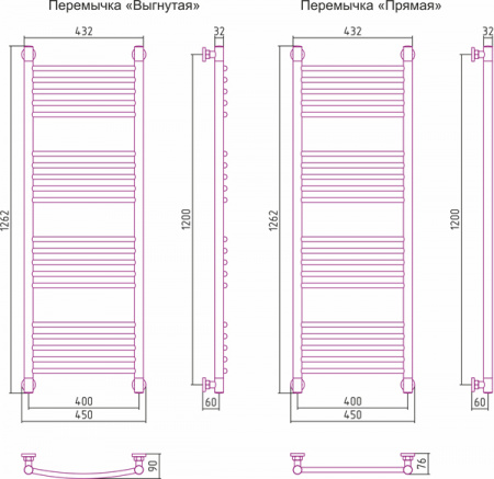 Полотенцесушитель водяной Сунержа БОГЕМА+ 00-0221-1240 1200х400 