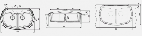 Мойка кухонная керамогранитная Florentina ЭМИЛИЯ 870 20.365.F870.305 87*55 см. грей