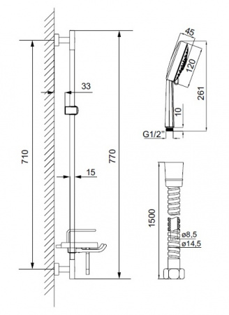 Гарнитур душевой IDDIS  TSH1601  