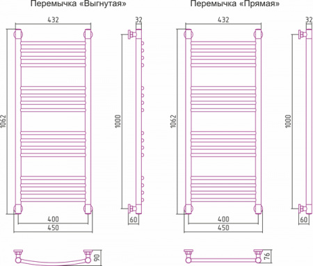 Полотенцесушитель водяной Сунержа БОГЕМА+ 00-0221-1040 1000х400 
