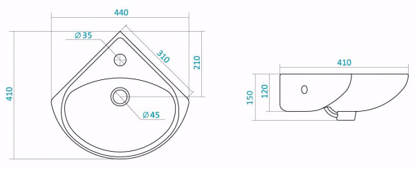 Раковина угловая Santek ИРИС 1.WH11.0.514  