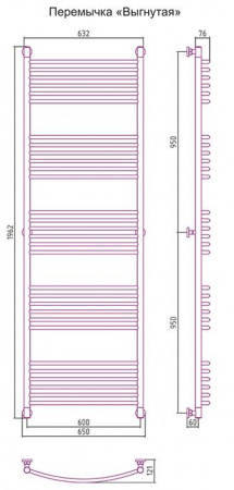 Полотенцесушитель водяной Сунержа БОГЕМА+ 00-0221-1960 1900х600 