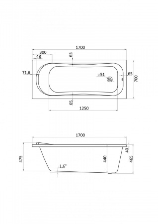 Ванна акриловая Santek ТЕНЕРИФЕ 1.WH30.2.207 170x70 см. 