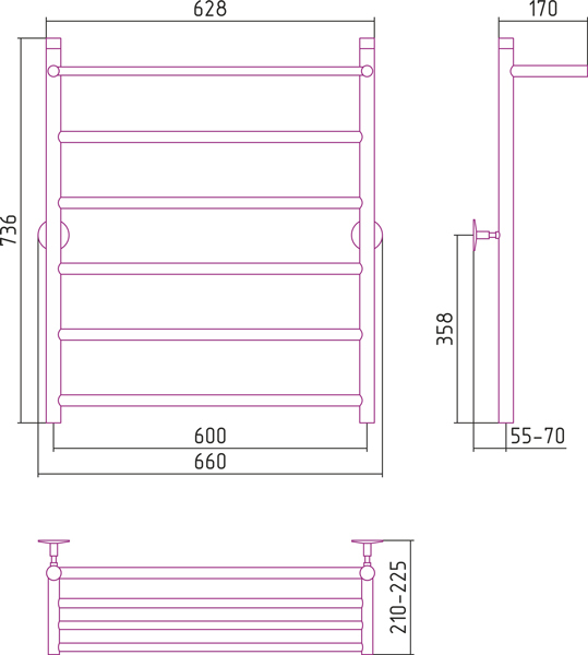 Полотенцесушитель водяной Стилье УНИВЕРСАЛ-54 00654-8060 800х600 