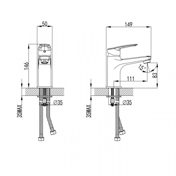 Смеситель Milardo NIAGARA NIASB00M01 для раковины 