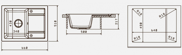 Мойка кухонная керамогранитная Florentina ЛИПСИ 660 20.155.C0660.303 66*51 см. мокко