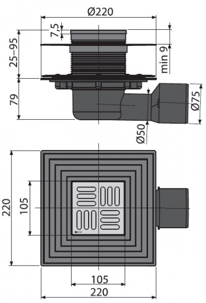 Трап сливной Alcaplast  APV3344   Трап сливной Alcaplast  APV3344