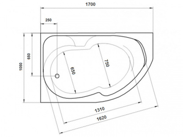 Ванна акриловая 1Marka DIANA 01ди1710л 170x105 см. левая 