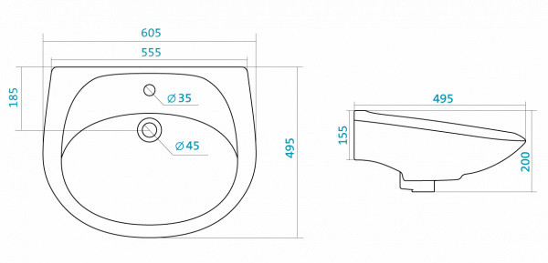 Раковина Santek БРИЗ 1.WH11.0.466  