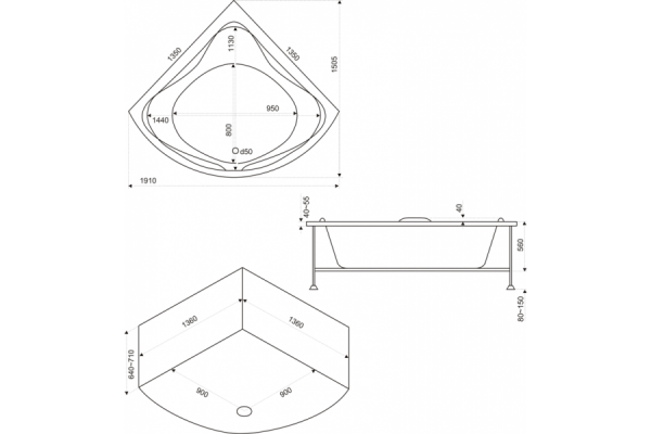 Ванна акриловая BAS РИОЛА В 00030 135x135 см. 